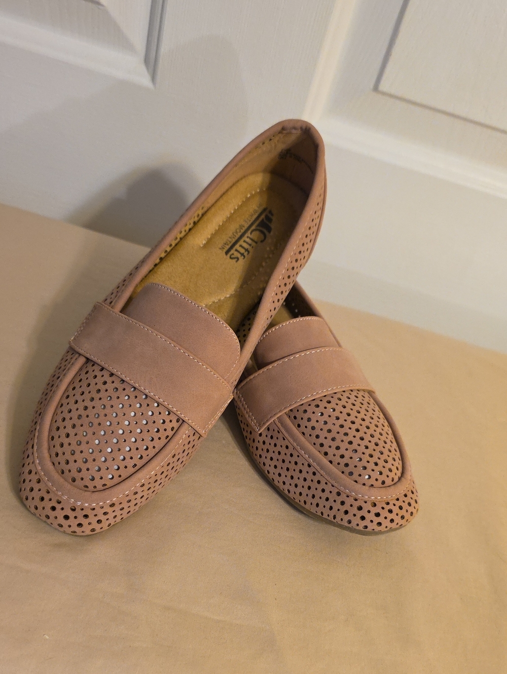 Cliffs by WHITE MOUNTAIN Blush Perforated Slip-On Loafers